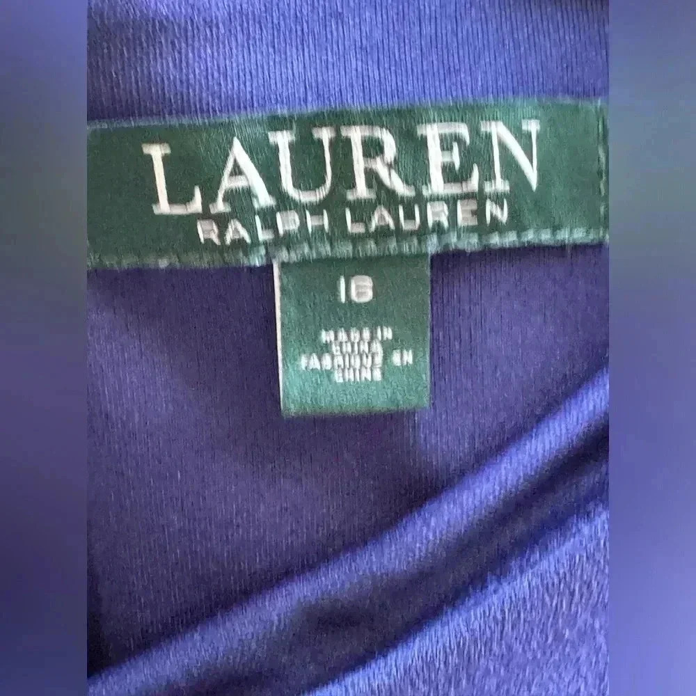 Lauren Ralph Lauren Navy Blue Flutter Crepe Dress - Picture 11 of 16